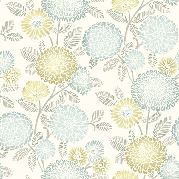 Chesapeake Zalipie Lime Floral Trail Wallpaper 3125-72330 - main