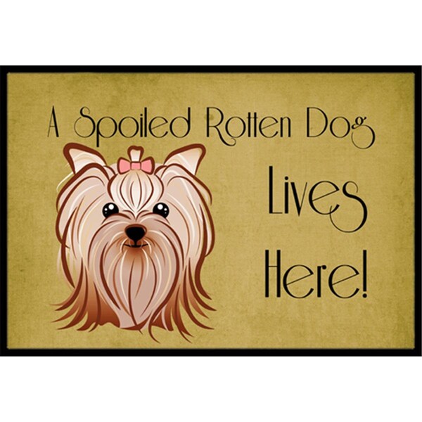 Carolines Treasures BB1452MAT Yorkie Yorkishire Terrier Spoiled Dog Lives Here Indoor & Outdoor Mat, 18 x 27 in. BB1452MAT - main