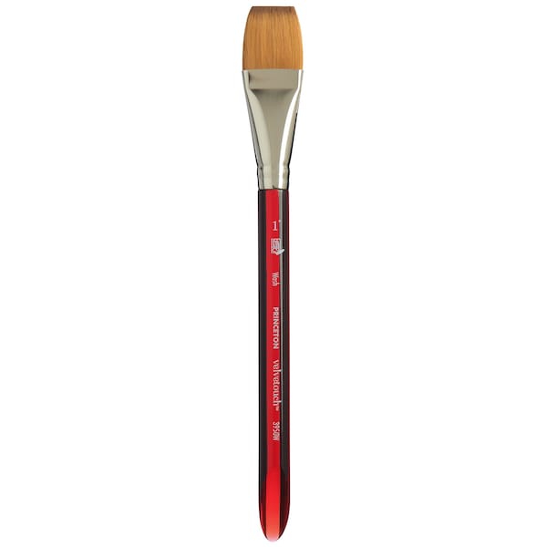 Princeton Velvetouch Wash Brush, Synthetic Bristles, Short Handle Mixed Media Paintbrush, Size 1 inch P3950W100 - main