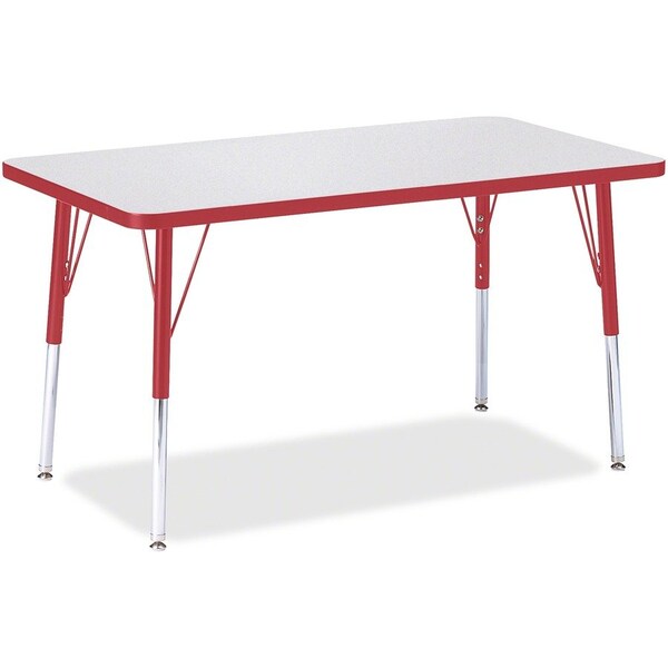 Jonti-Craft Berries Rectangle Activity Table, 24 in. x 36 in., A-height, Freckled Gray/Red/Gray 6478JCA008 - main