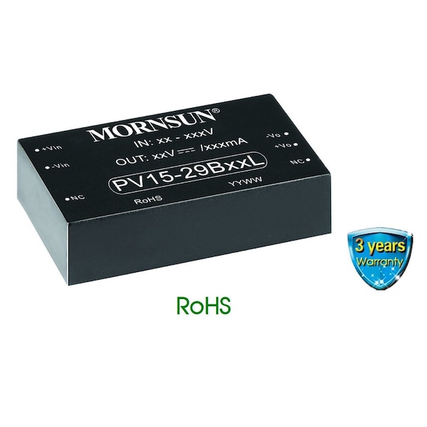 Mornsun DC/DC Regulated Power Supply Module, 1 Output, 15W, Hybrid PV15-29B24L - main