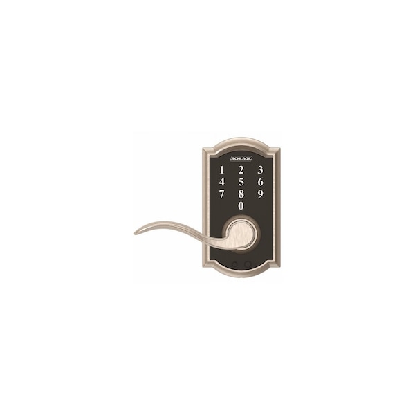 Schlage Residential Camelot Series Keypad Lock, Satin Nickel, 2 3/8 x 2 3/4 in Backset FE695-V-CAM-ACC-619 - main