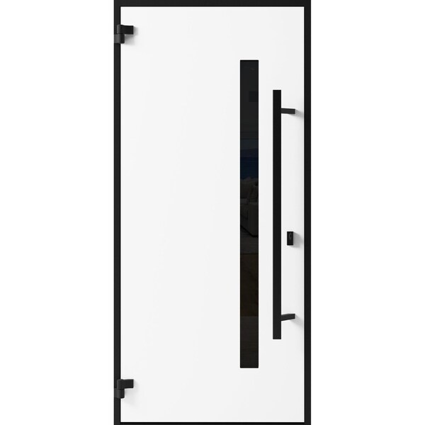 Vdomdoors Front Exterior Prehung Steel Door Ronex0162 Red Oak Entry Metal Modern Painted W36xH80 Right hand RONEX0162EXD-RED-W36 x H80-RH-I - main