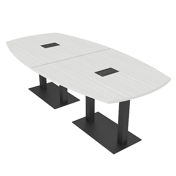 Skutchi Designs Arc Boat Conference Table, 45 in W, 96 in L, White HAR-ABOT-48x96-DOU.BK-WA7976-EBLK - main
