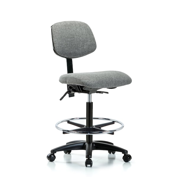 Blue Ridge Ergonomics Chair, Fab, Hi Bench, Tilt CF Casters, Gry, No Arms, 26" to 35-1/2" Height, Grey BR-FHBCH-RG-T1-A0-CF-RC-F44 - main