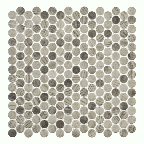 Andova Tiles Pixie Moka Brown 3/4-in. Penny Round Fabric Look Matte Glass Wall & Floor Mosaic Tile ANDPIX224 - main