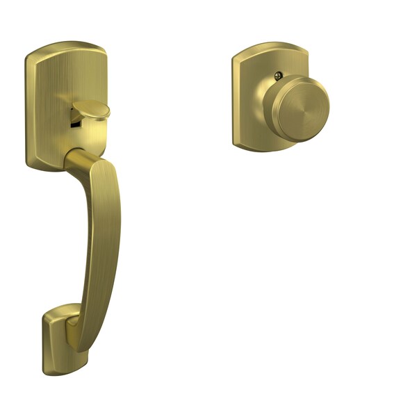 Schlage Residential Greenwich with Bowery Knob with Greenwich Rose Bottom Half Handleset with 16080 Latch and 10063 FE285GRW608BWEGRW - main