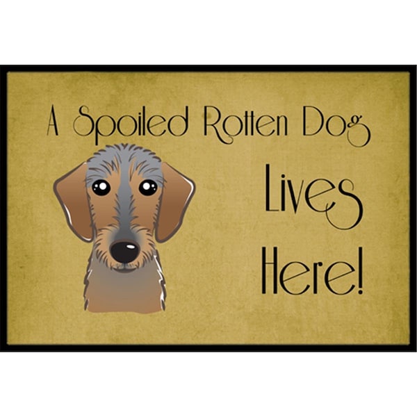 Carolines Treasures BB1481MAT Wirehaired Dachshund Spoiled Dog Lives Here Indoor & Outdoor Mat, 18 x 27 in. BB1481MAT - main