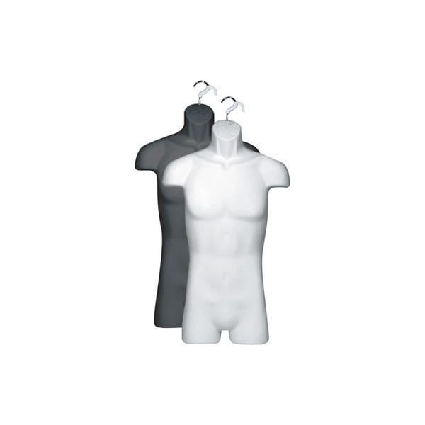 Specialty Store Services Male 3/4 Body Molded Half Form With Hanginghook, White 4604W - main