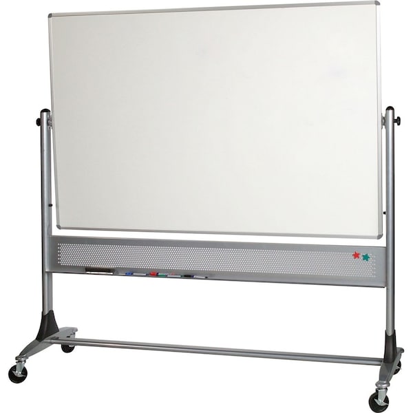 Mooreco Dry Erase Board, Porcelain, 48 in, 96 in, Aluminum Frame, White, Gloss 669RH-DD - main