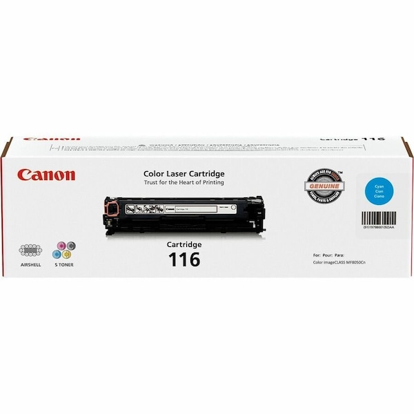Canon 116 Original Laser Toner Cartridge, Cyan, 1500 Pages CRTDG116-CY - main