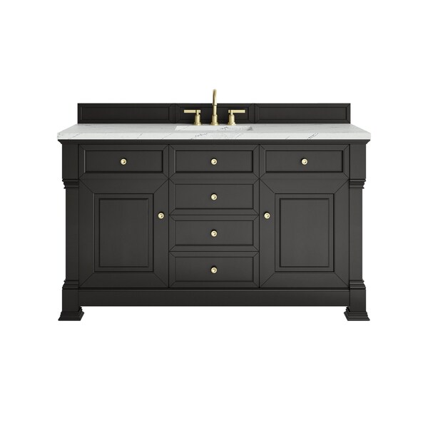 James Martin Vanities Brookfield 60 in. Single Vanity, Black Onyx w/ 3 CM Ethereal Noctis Silestone Top 547-V60S-BKO-3ENC - main