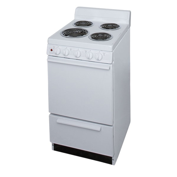 Premier Electric Range, 20 inW x 40 inH x 24.5 inD, 2.42 cu. ft Oven, Coil Top Stove, White 805688 - main