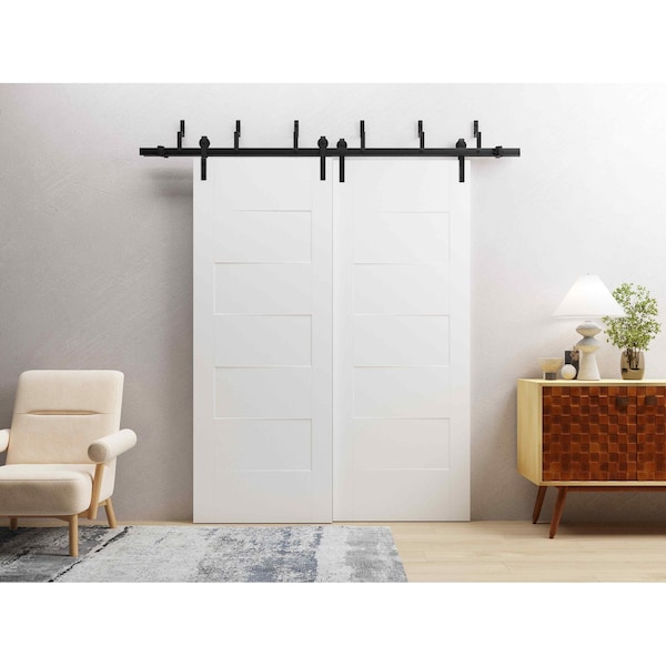 Vdomdoors Sliding Closet Barn Bypass Doors 60 x 96 inches / Mela 0755 Painted White / Modern 6.6FT Rails Hard MELA0755BBB-BEM-6096 - main