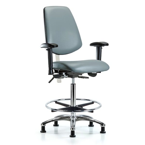 Blue Ridge Ergonomics Vinyl Clean Room Chair, Adjustable Arms BR-NCR-VHBCH-MB-CR-T0-A1-CF-RG-8822 - main