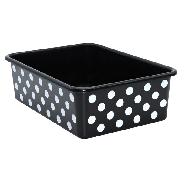 Teacher Created Resources White Polka Dots on Black Large Plastic Storage Bin 20420 - main