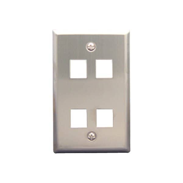 Icc Faceplate - 4 x Total Number of Socket(s) - 1-gang - Stainless Steel - Stainless Steel - 1 IC107SF4SS - main