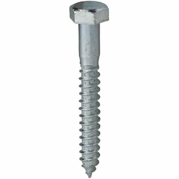 Dottie Lag Screw, 1/4 in, 4 in, Steel, Zinc Plated Hex Hex Drive, 100 PK LAG144 - main