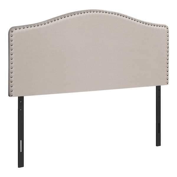 Homeroots Beige Linen Blend Upholstered Arched Queen Headboard With Nail Head Trim 490187 - main