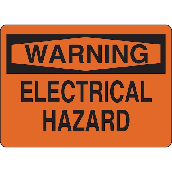 Brady WARNING Electrical Hazard Sign, 7in H x 10in W x 0.11in D, Fiberglass, Not Illuminated 20196 - main