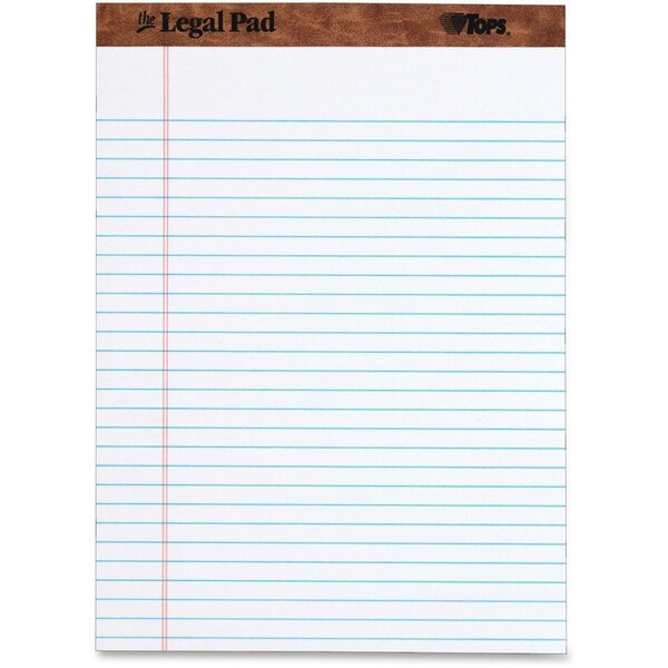 Tops Products TOPS, inTHE LEGAL PADin PERFORATED PADS, WIDE/LEGAL RULE, 8.5 X 11.75, WHITE, 50 SHEETS 75330 - main