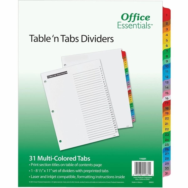 Avery reg Table 'N Tabs Daily Dividers, Multi AVE11681 - main