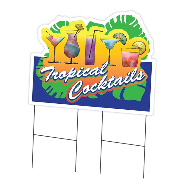 Signmission Tropical Cocktails Die Cut Yard & Stake plastic coroplast window, 2436-Tropical Cocktails C-DC-2436-DS-Tropical Cocktails19 - main