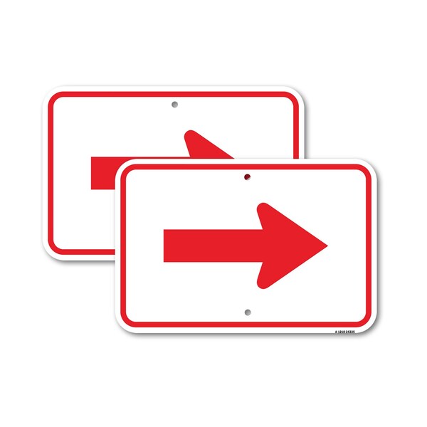 Signmission Arrow Red, 18'' X 24'' 2 Signs, Heavy Gauge Aluminum, 2PK A-1824-2PACK-24335 - main