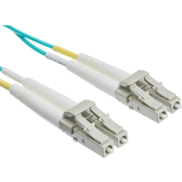 Cable Wholesale LC OM4 Duplex 2.0mm Fiber Optic Patch Cord, OFNR /LSZH, Multimode 50/125, Aqua Jacket, Beige LCLC-41004 - main