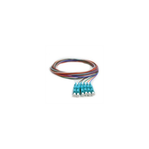 Cable Wholesale 6 Strand Fiber Pigtail, 50/125 Multimode(Aqua Boot) OM4, LC/PC Connectors, 3 meter 15F1-52006 - main