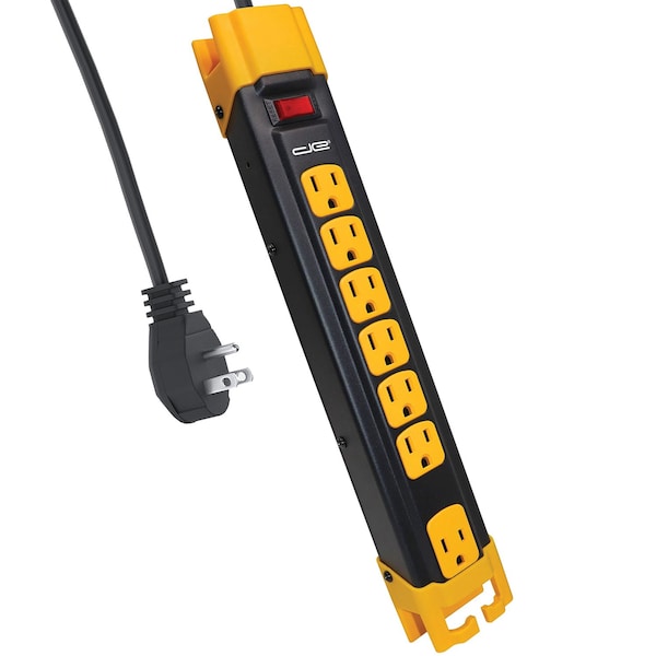 Digital Energy 4,200 Joules Metal Surge Protector Power Strip, 6 Outlets, 6ft Cord, Black/Yellow, DEE1-1136 - main