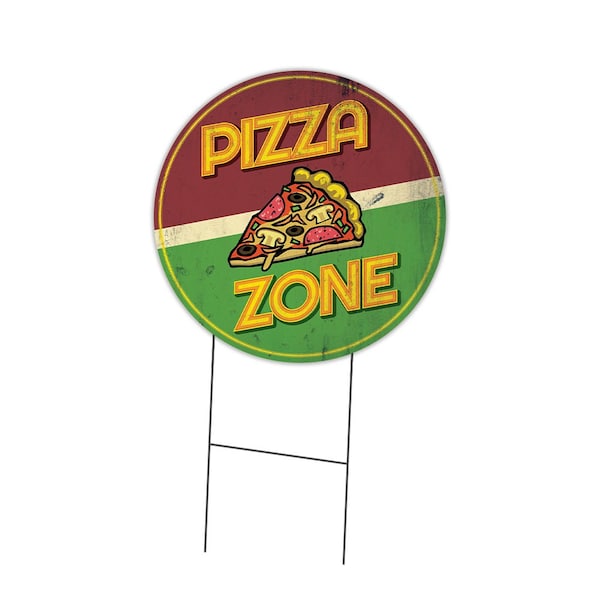 Signmission Farmers Market Pizza Zone Double Sided Corrugated Plastic Circle Yard, C-16-CIR-DS-WS- Pizza zone C-16-CIR-DS-WS- Pizza zone - main
