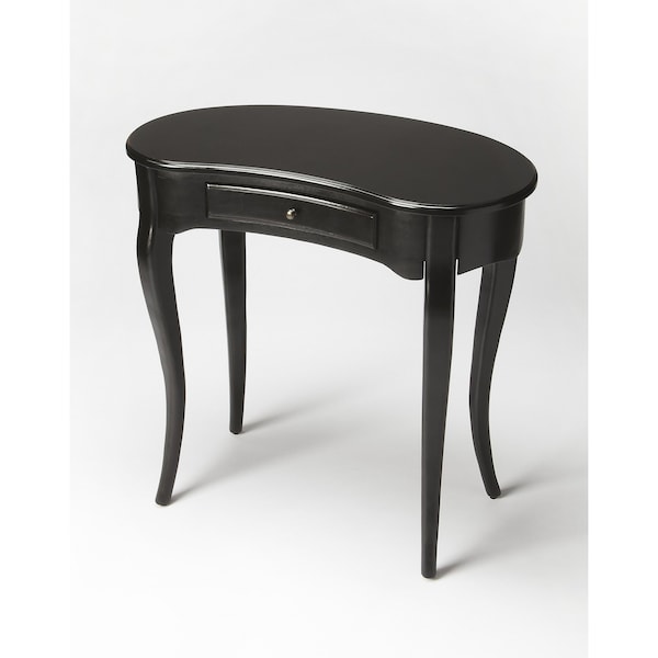 Homeroots 32" Black Solid Manufactured Wood Kidney Writing Desk 389430 - main