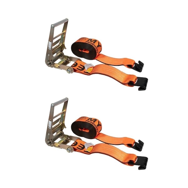 Mytee Products 4in x 30ft Heavy Duty Ratchet Straps w/ flat hook 6,670 lbs WLL High Abrasion, 2PK RS430Ax2 - main
