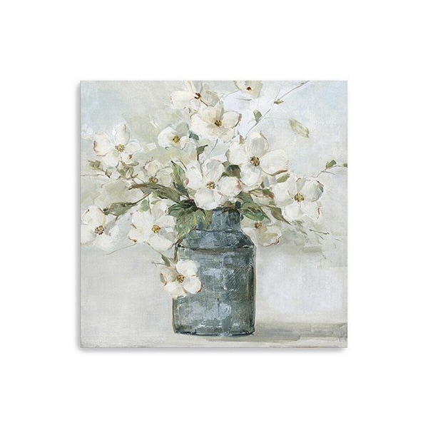 Homeroots 20" x 20" Watercolor Soft Pastel Dogwood Bouquet Canvas Wall Art 398888 - main
