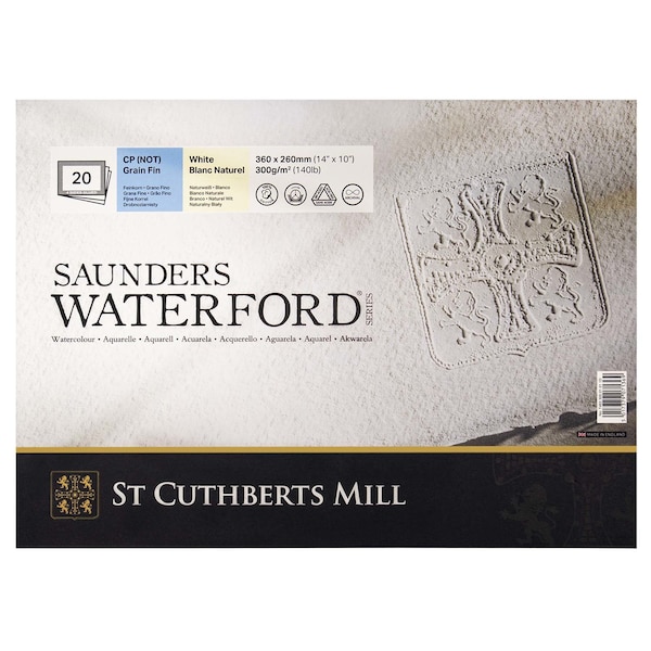 St Cuthberts Saunders Waterford Watercolor Block, Cold Pressed, White, 140lb/300gsm, 20 Sheet, 14x10 inch T46330001011D - main