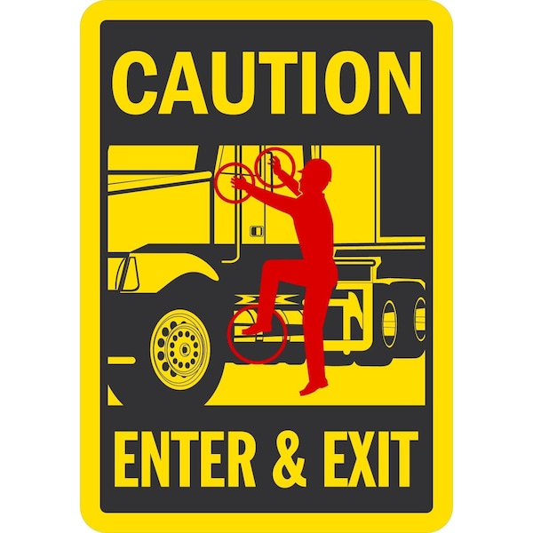 Lyle Caution Enter & Exit (W/Graphic), 7x10, Non-Reflective, Yellow G-17252-ND_7x10 - main
