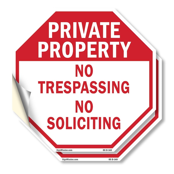 Signmission Private Property No Trespassing No, 4 inch X 4 inch, Vinyl Decal, 2PK OC-D-2PACK-4-140 - main