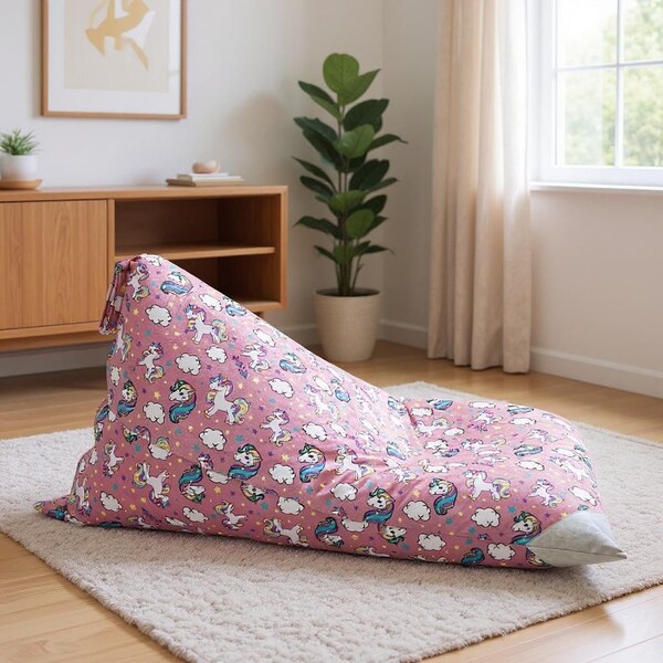 Homeroots 35" Light Pink Microfiber Specialty Unicorn Pouf Cover 546269 - main