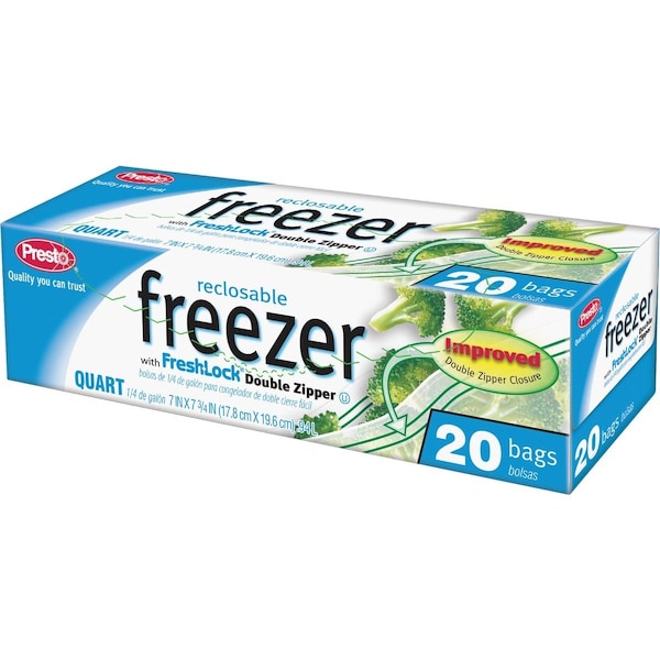 Presto 1 Qt. Reclosable Double Zipper Freezer Bag, 20 Count C003710S - main
