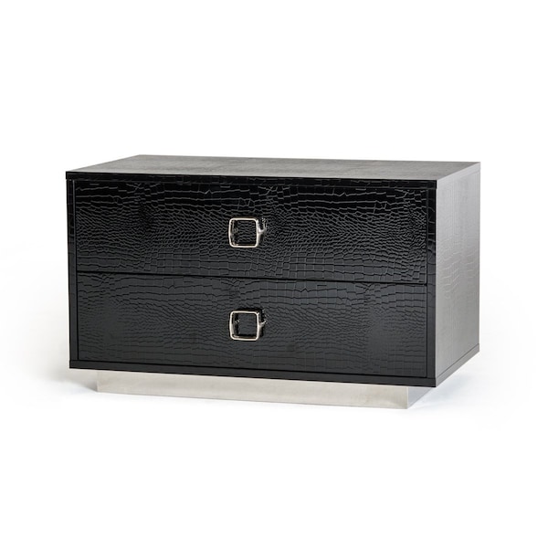 Homeroots 19" Black Solid Wood Nightstand 284147 - main
