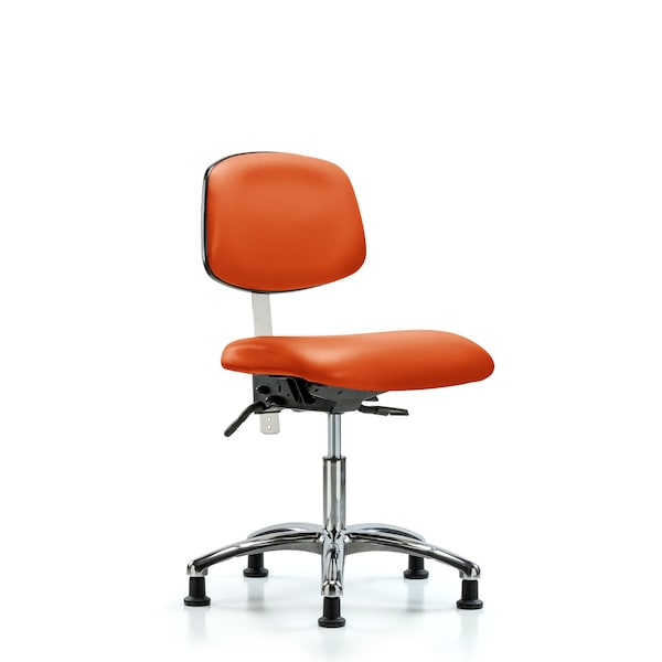 Blue Ridge Ergonomics Clean Room Chair Desk Chair, Vinyl, Chrm, Glides, Org, CL100, No Arms, 18" to 23" Height, Vinyl BR-NCR-VDHCH-CR-T0-A0-RG-8613 - main