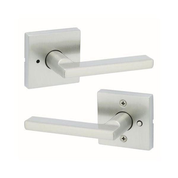 Kwikset Halifax Lever , Square Rose New Chassis Privacy Door Lock , 6AL Latch, RCS Strike Satin Nickel Finish 730HFLSQT-15 - main