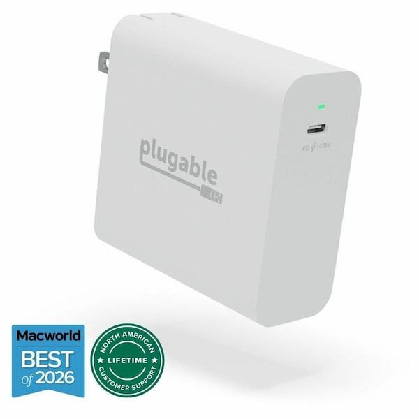 Plugable Technologies PLUGABLE 140W USB C CHARGER, GAN WALL LAPTOP CHARGER, PD 3.1 EPR POWER ADAPTER PS-EPR-140C1 - main