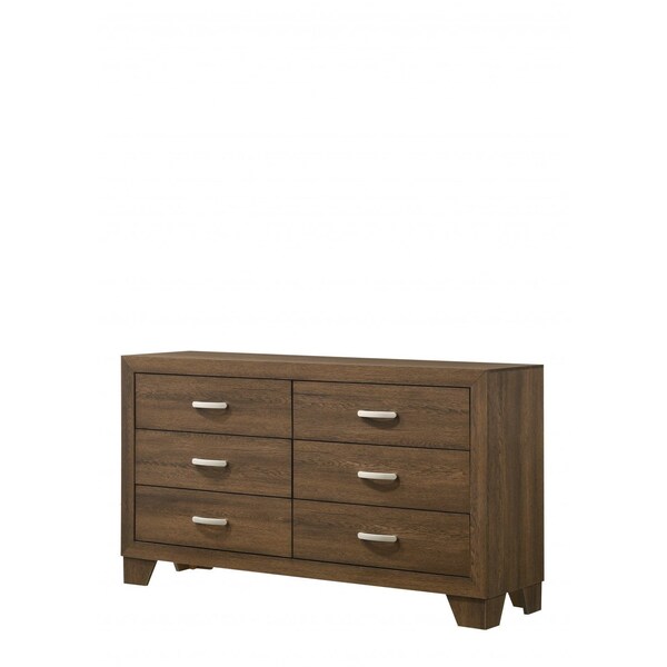 Homeroots 59" Brown Solid and Manufactured Wood Six Drawer Double Dresser 486516 - main