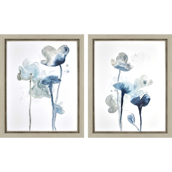 Homeroots Set Of Two Midnight Blossom II Silver Framed Wall Art, 2PK 649166 - main