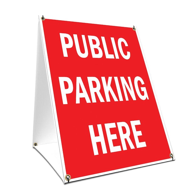 Signmission Public Parking Here, 36 Inch x 24 Inch A-frame Yard Sign, Plastic Sign SBC-2436-Public Parking Here - main