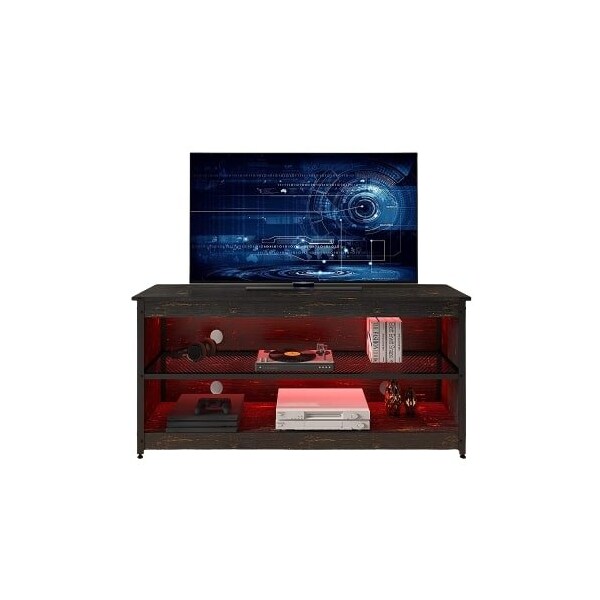 Homeroots 55in Black Manufactured Wood Open Shelving TV Stand With Bookcase 480467 - main
