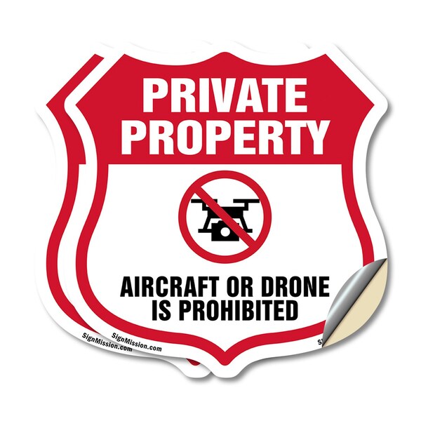 Signmission No Drone Shield Sign Aircraft Or Drone I, 4 inch X 4 inch, Vinyl Decal, 2PK SHI-D-2PACK-4-391 - main