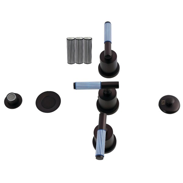 Kingston Brass Three-Handle Bidet Faucet with Knurled Handle and Brass Pop-Up, Oil Rubbed Bronze KB6325KPS - main